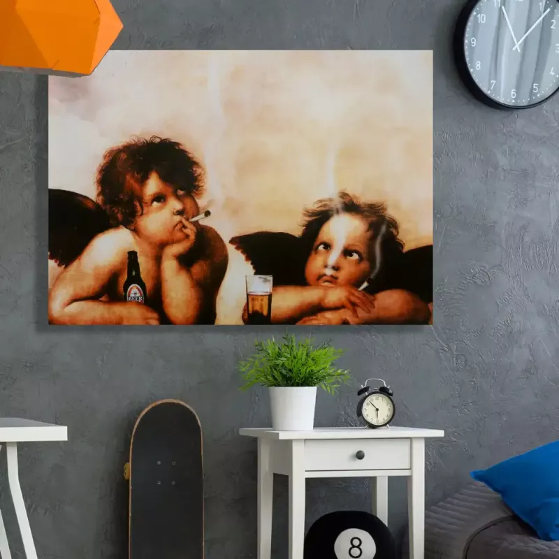 Tavla Canvas Smoking Angels