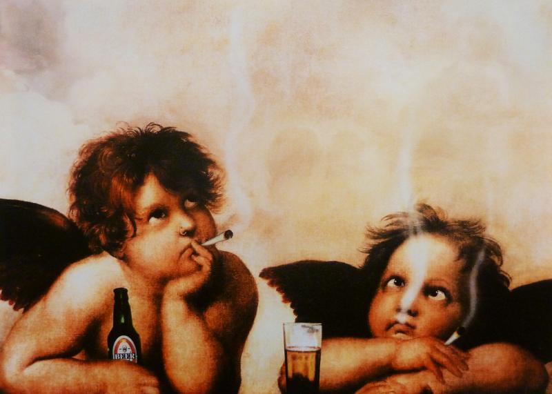 Tavla Canvas Smoking Angels