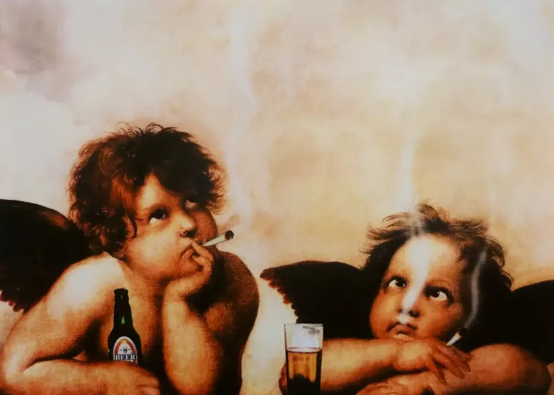 Tavla Canvas Smoking Angels