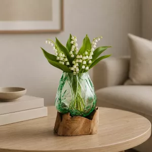 Munnblåst Glass & Naturtre Vase