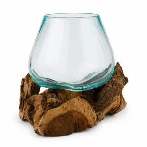 Munnblåst Glass & Naturtre Vase