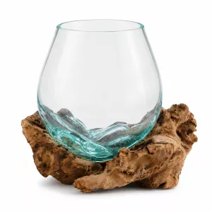 Munnblåst Glass & Naturtre Vase