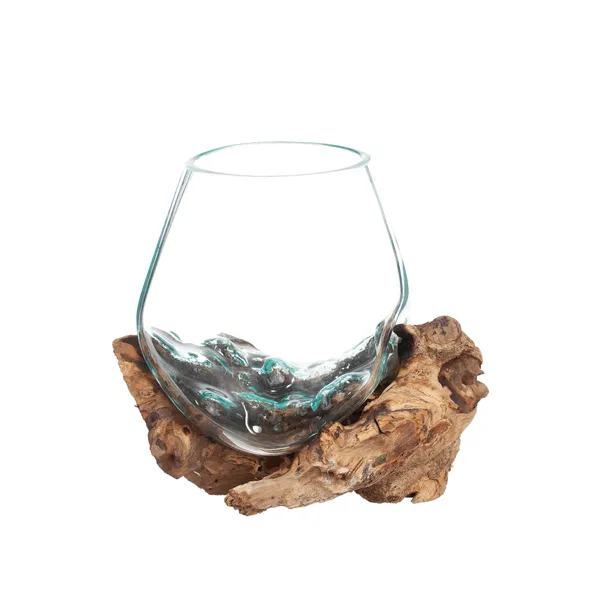Munblåst Glas & Naturträ Vas