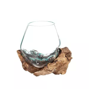 Munnblåst Glass & Naturtre Vase
