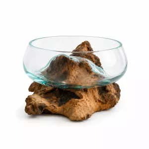 Munblåst Glas & Naturträ Vas
