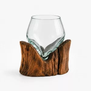 Munnblåst Glass & Naturtre Skål