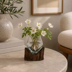 Munnblåst Glass & Naturtre Skål