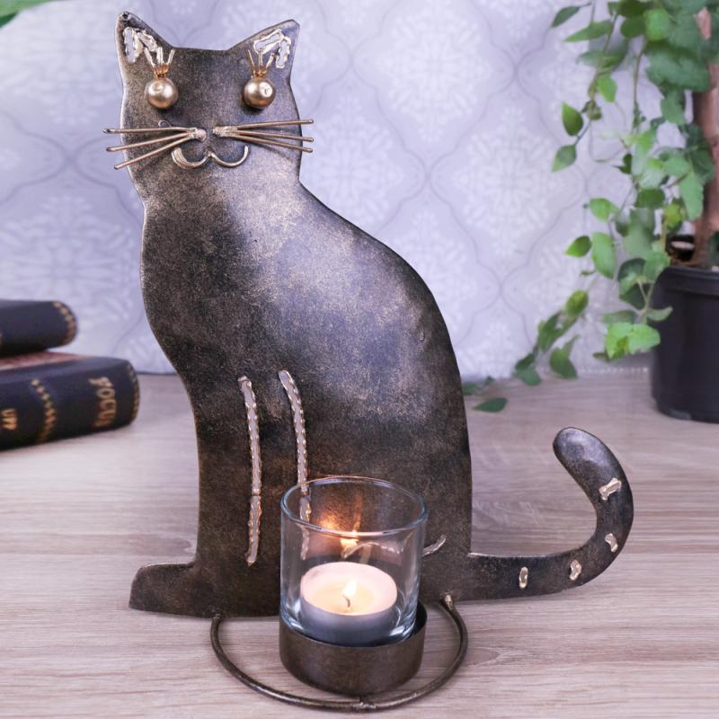 Fin Katt Ljusstake Värmeljus