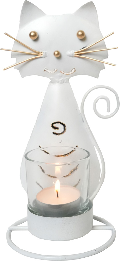Ljusstake Katt Vit