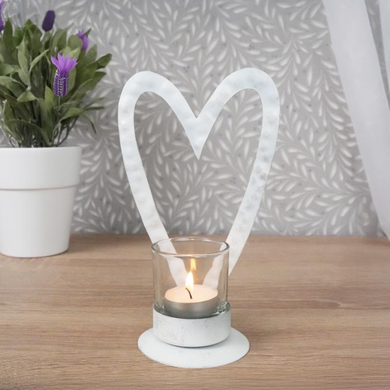 Lysestake Hjerte Hvit