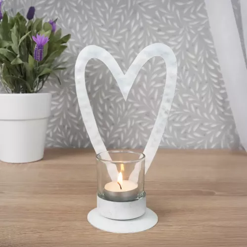 Ljusstake Hjärta Vit