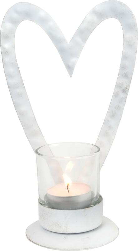 Lysestake Hjerte Hvit