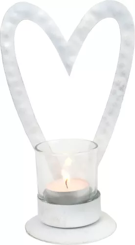 Ljusstake Hjärta Vit