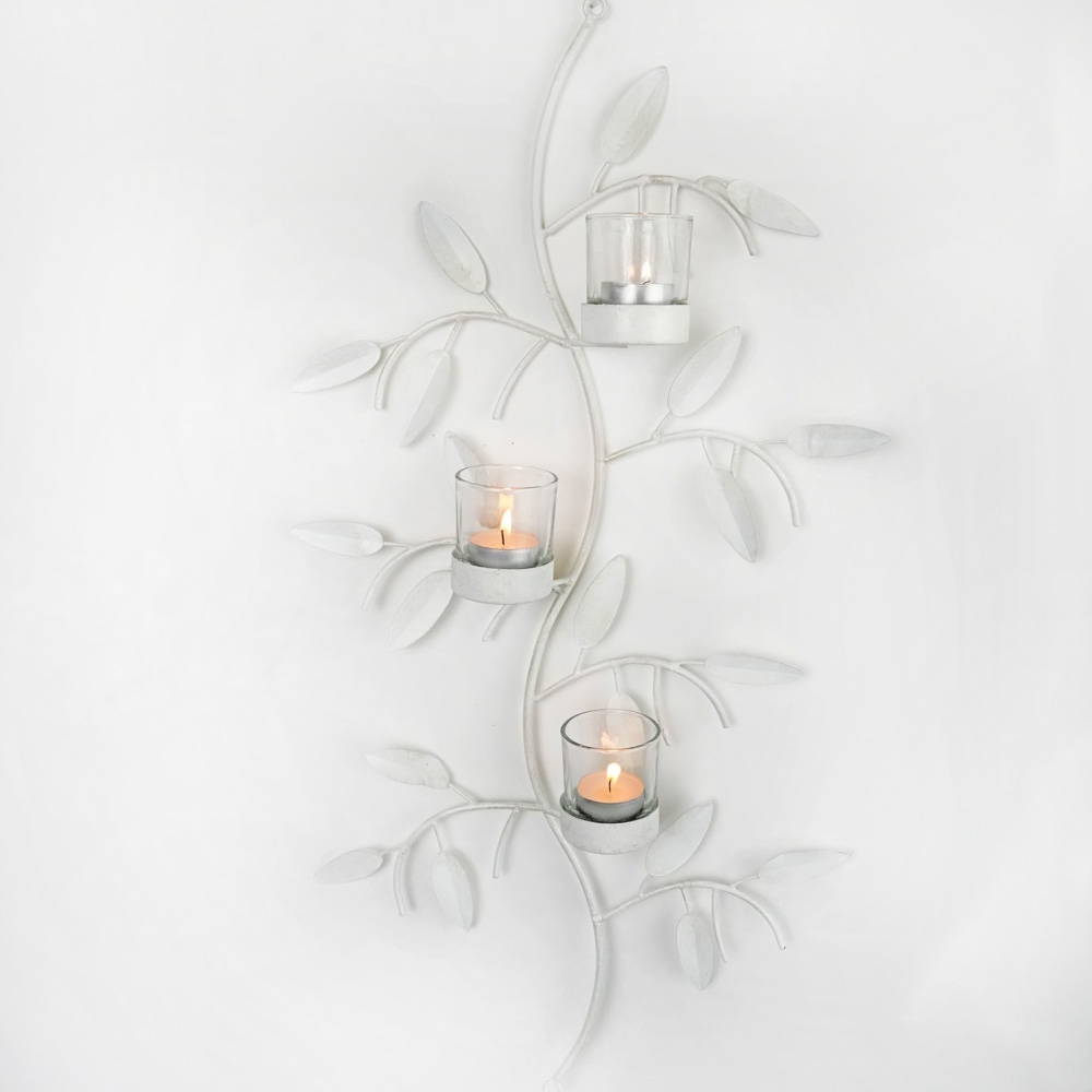 Väggljusstake Värmeljus Vit