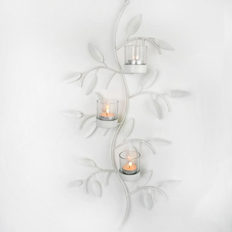 Vegglysestake T-lys Hvit