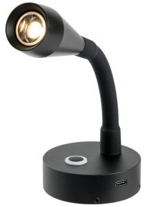 LÄSLAMPA SVART LED USB-C 12V 2W