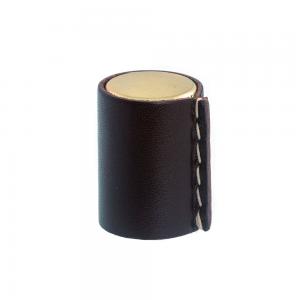 Leather knob Brass metal Brown leather
