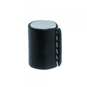 Leather knob Chrome metal Black leather