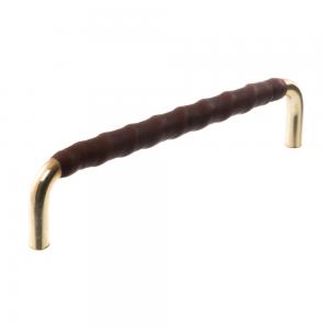 Leather handle Brown Brass Metal Leather wrapped Kitchen handle