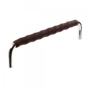 Leather handle Brown Nickel Metal Leather wrapped