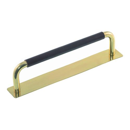 Leather handle Ullevi Cover plate Brass Brown