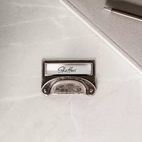 Etiketplade Skålgreb Sort Antik