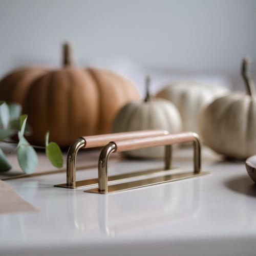 Leather handle Ullevi Brass Nature Cover plate