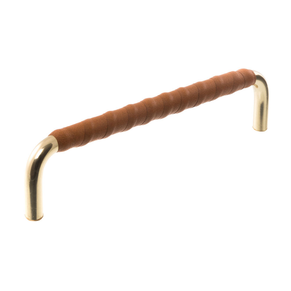 Leather handle Brown Nickel Leather wrapped Kitchen handle