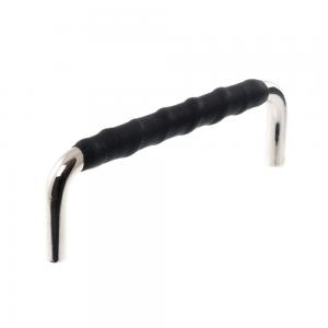 Leather handle Black Nickel Metal Leather wrapped Kitchen handle