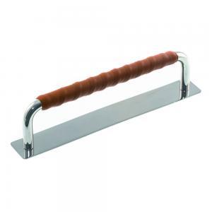 Leather handle Ullevi Cover plate Nickel Cognac