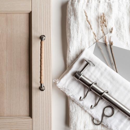 Leather-wrapped handle 1353 Stainless look & Nature