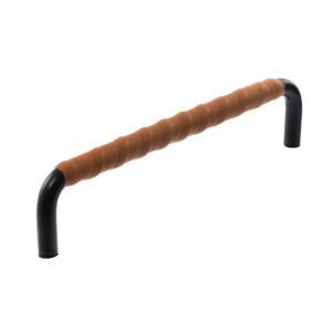 Leather handle Black Cognac Leather-wrapped Kitchen handle