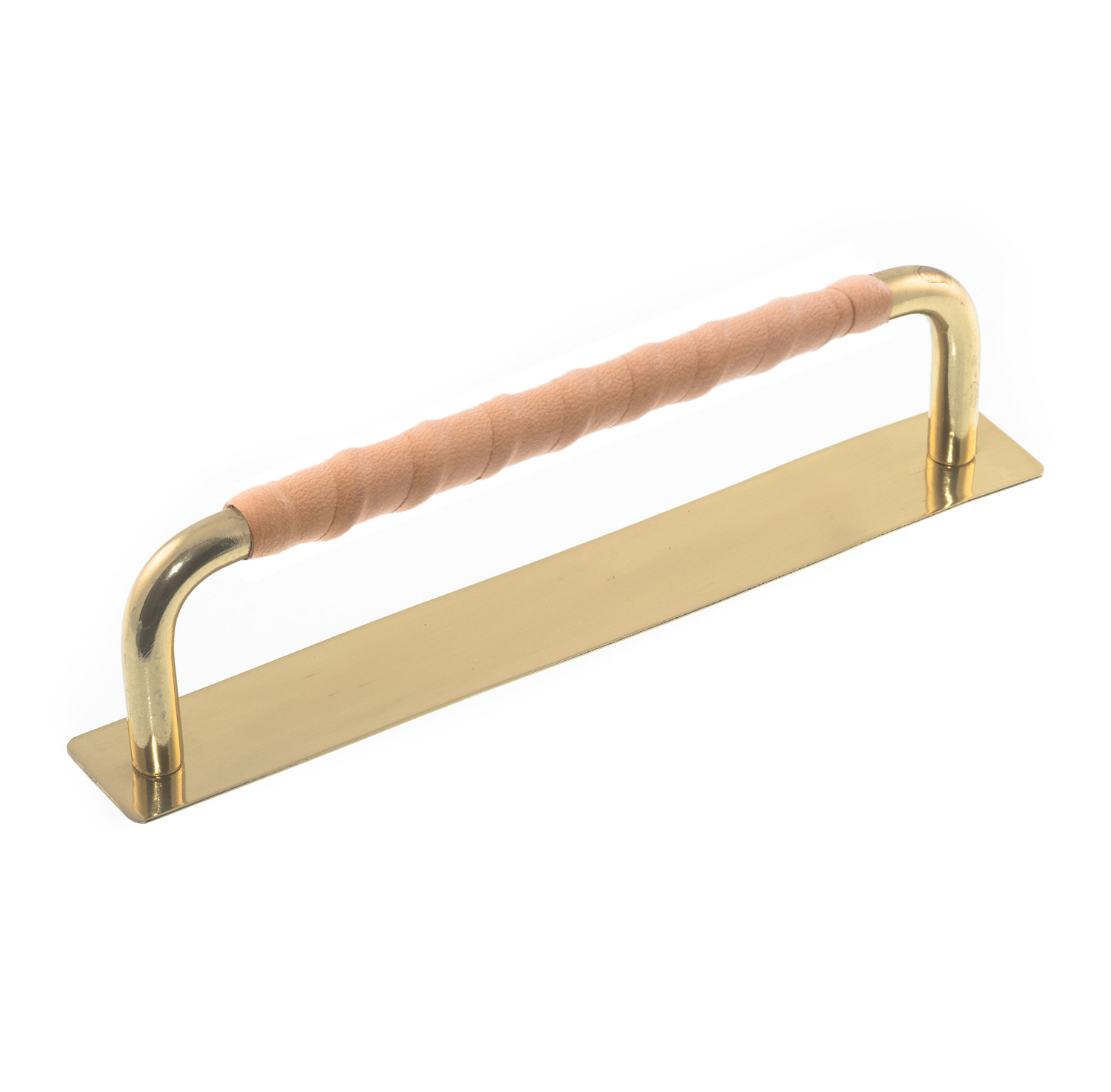 Leather handle Ullevi Cover plate Brass Nature