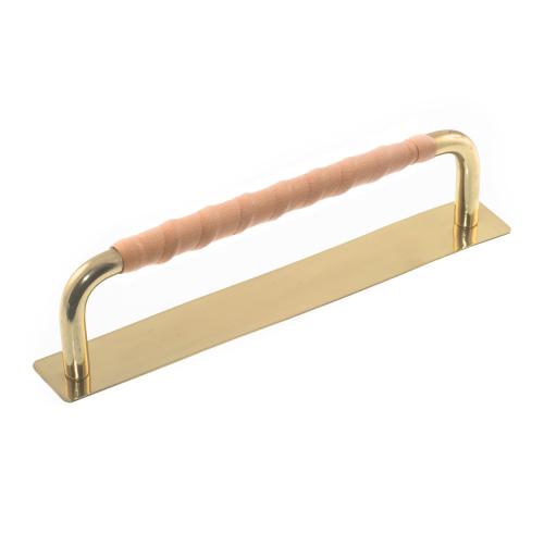 Leather handle Ullevi Cover plate Brass Nature