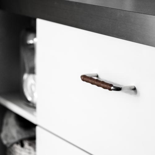 Leather handle Brown Nickel Metal Leather wrapped