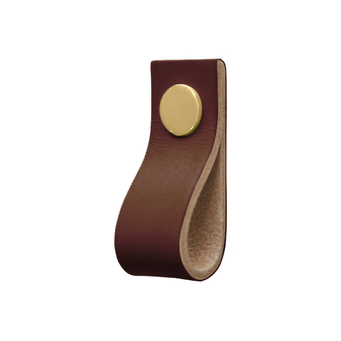 Leather loop Brown & Brass Leather knob