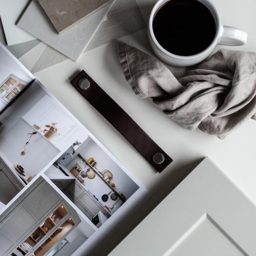 Läderhandtag Svart & Krom