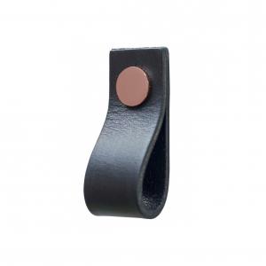 Leather loop Black & Copper Leather knob