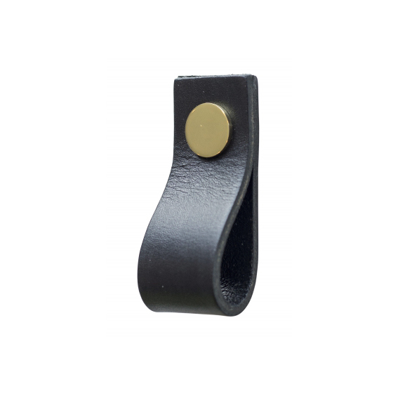 Leather loop Black & Brass Leather knob