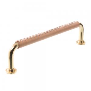 Leather handle 1353 Brass & Natural Cross-stitching