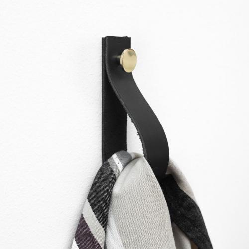 Koukku Loop Nahka Musta & Messinki