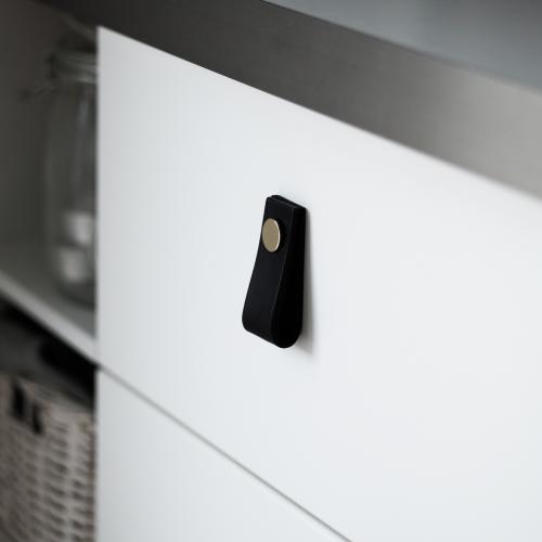 Läderloop Svart & Mässing