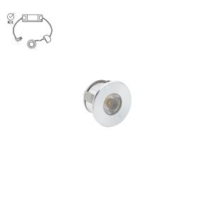 Mini LED spotlight i aluminium med symbol som visar att produkten köps i komplett kit