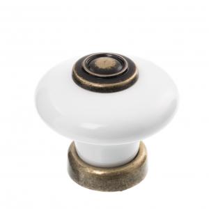 Porcelain knob Lindö White & Antique