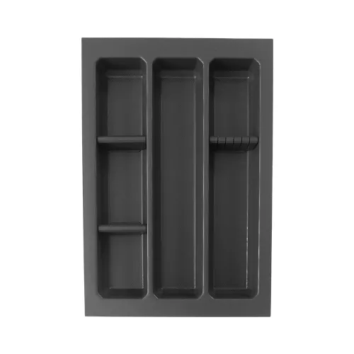 Made-to-measure dark grey Visio utensil tray with four compartments