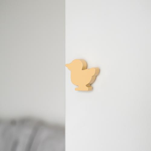 Träknopp Anka Gul