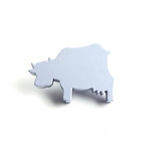 Wooden knob Cow Blue