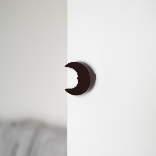 Träknopp Måne Brun