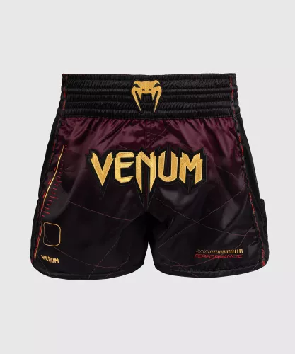 VENUM: TACTICAL XT MUAY THAI SHORTS - SVART/VINRÖD/GULD