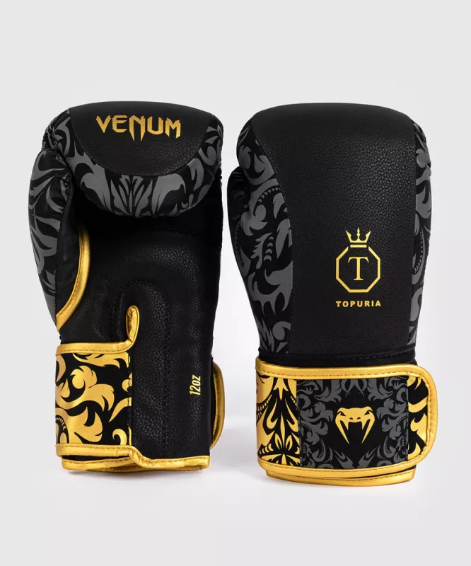 VENUM: x ILIA TOPURIA UNMATCHED BOXING GLOVES - BLACK/GOLD